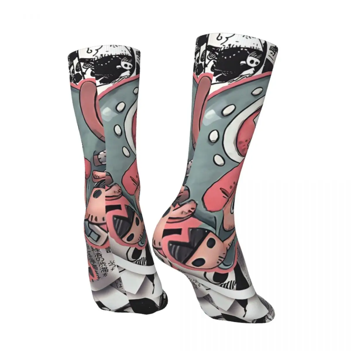 Funny Crazy Sock for Men Tony-Tony-Chopper Hip Hop Harajuku One Piece Hot Anime Seamless Pattern Printed Boys Crew Sock Casua