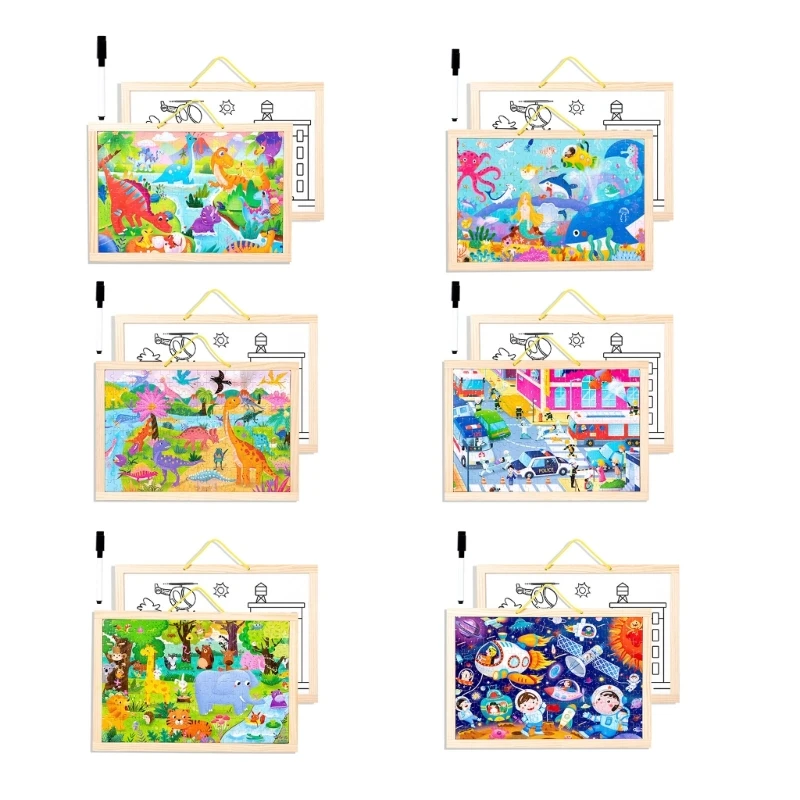 

HUYU Creative Puzzle Kids Toy Double Side Drawing Board Kindergarten Kids Gift