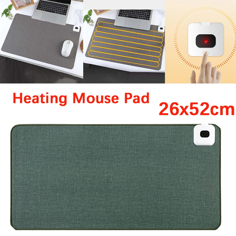 

26x52cm Electric Heat Mouse Pad Table Mat Temperature Display Heating Mouse Pad Keep Warm Hand for Office Computer Desk Keyboard