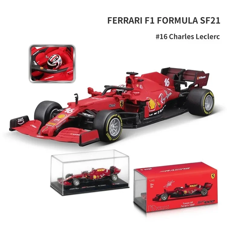 Брауго 1:43 F1 2021 SF21 # 16 Шлем 55 версия литья под давлением автомобиля
