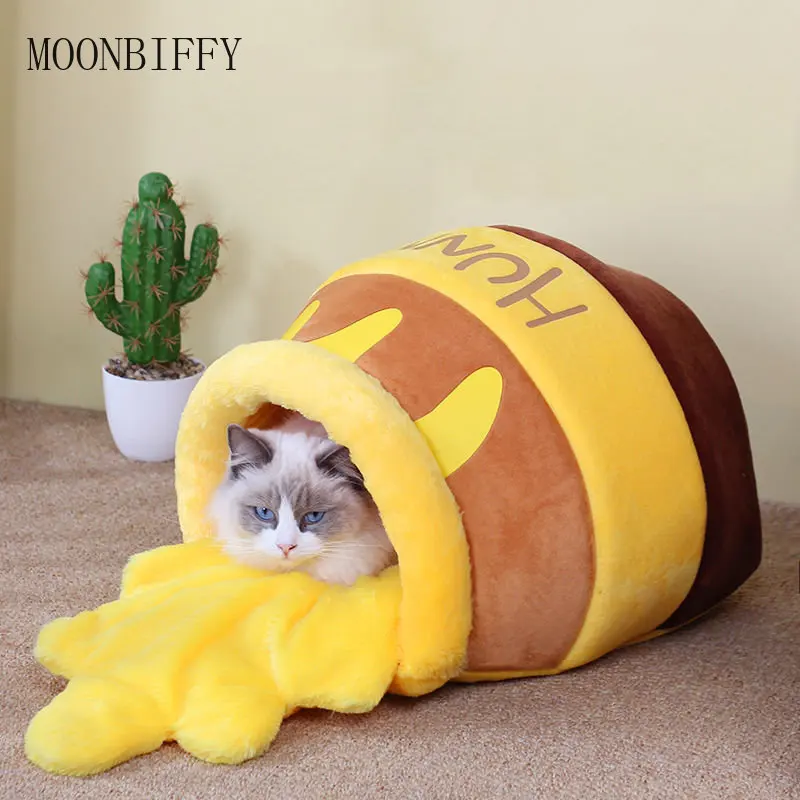 

Домик для кошек, аксессуары для домашних животных, четыре сезона, плюшевый коврик, корзина для подушек для кошек, баночка для меда, товары дл...