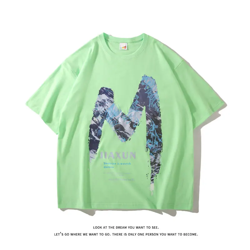 

Модные короткие рукава уличная одежда Корея o-образным вырезом Повседневная футболка мужская хлопковая летняя одежда 2022 топ футболки Черны...