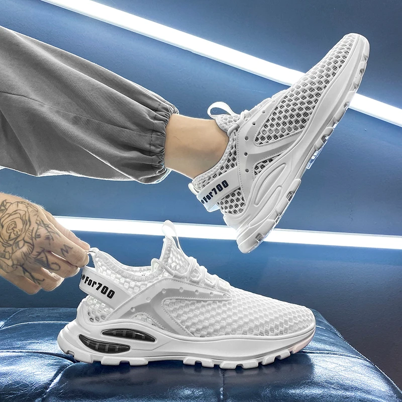 Running Shoes Men Mesh Gym Shoes Cushioned Breathable Casual Sneakers Outdoor Trendy Mens Shoe