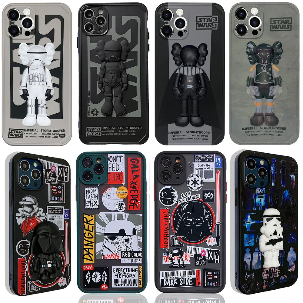

Star Wars Disney iPhone Case Silicone Sesame Street Darth Vader Imperial Stormtrooper Protector Cases for iPhone 11 12 Pro Max