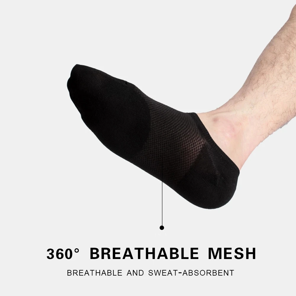 10Pairs Bamboo Socks Thin Summer Men's Invisible Socks Absorbent Deodorant Harajuku Bamboo Fiber Mesh Short Sock Black Plus Size