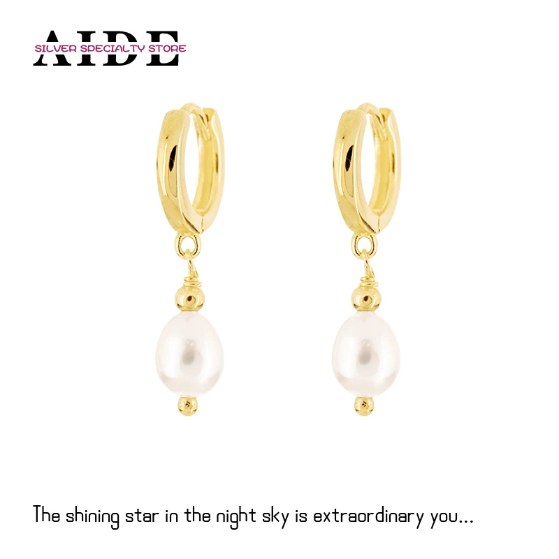 

AIDE 925 Sterling Silver Vintage Diamond Pearl Hoop Earrings For Women Piercing Huggie Earring Party Jewelry Gift Brincos Aretes