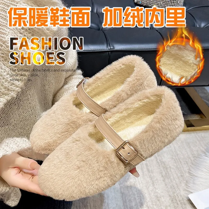 Warm Cotton Shoes For Girls 2022 Winter New Pearl Children Shoes Baby Plush Velvet Soft Bottom Baby Toddler Casual Shoe Out Wear