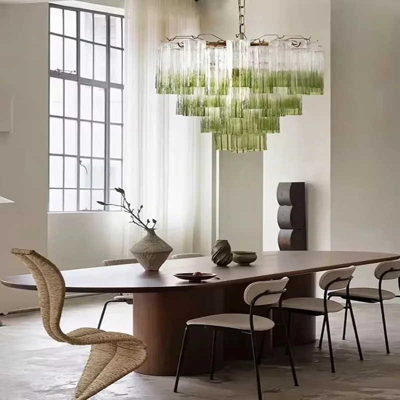 Подвесной светильник LOMHIA текстурный стеклянный зеленый