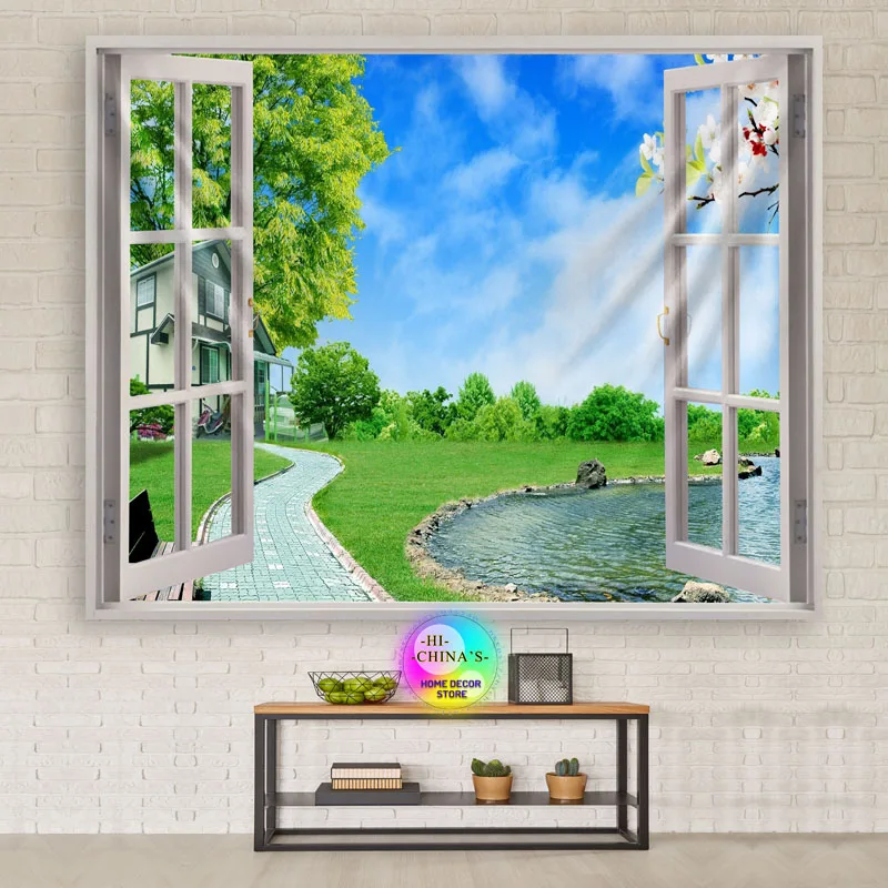 

3D окошко, искусственный пейзаж, настенное украшение, индийская мандала, украшение для комнаты, богемный лес