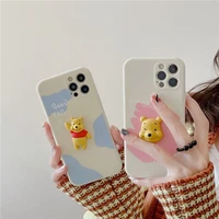 bandai winniethe pooh 3d cartoon phone cases for iphone 11 pro max 12 xr xs max x 78plus 2022 couple anti drop soft cover gift