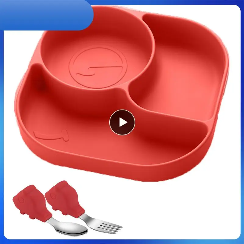 

Children's Silicone Dinner Plate Suction Cup Grid Tableware Set Baby Bowl Baby Food Supplement