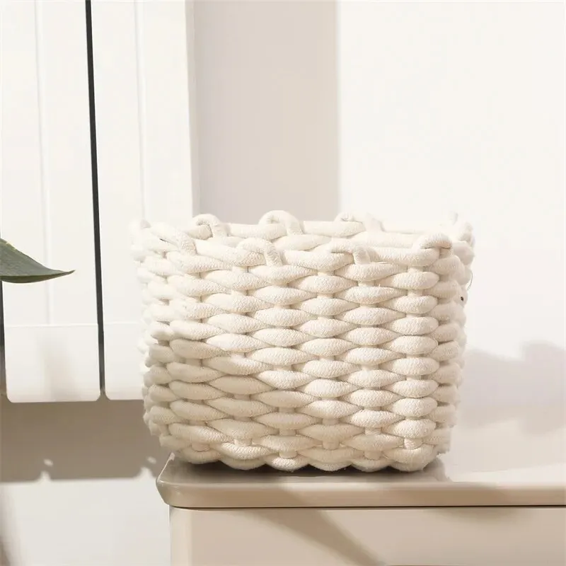 

Квадратная плетеная вручную хлопковая веревка Apanese, настольная корзина для хранения и хранения мелочей и закусок