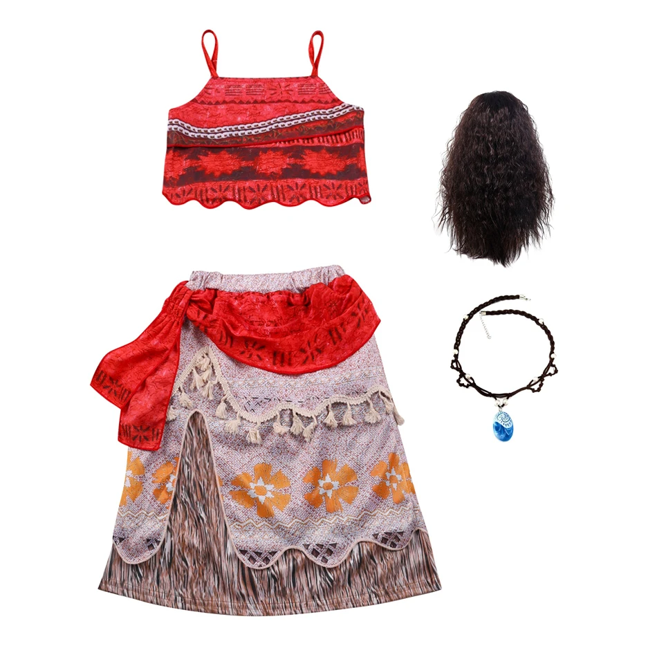 

Moana Dress Kids Girls Clothes Cosplay Costumes Princess Vaiana Adventure Summer Beach Outfit Girl Halloween Party Fancy Set