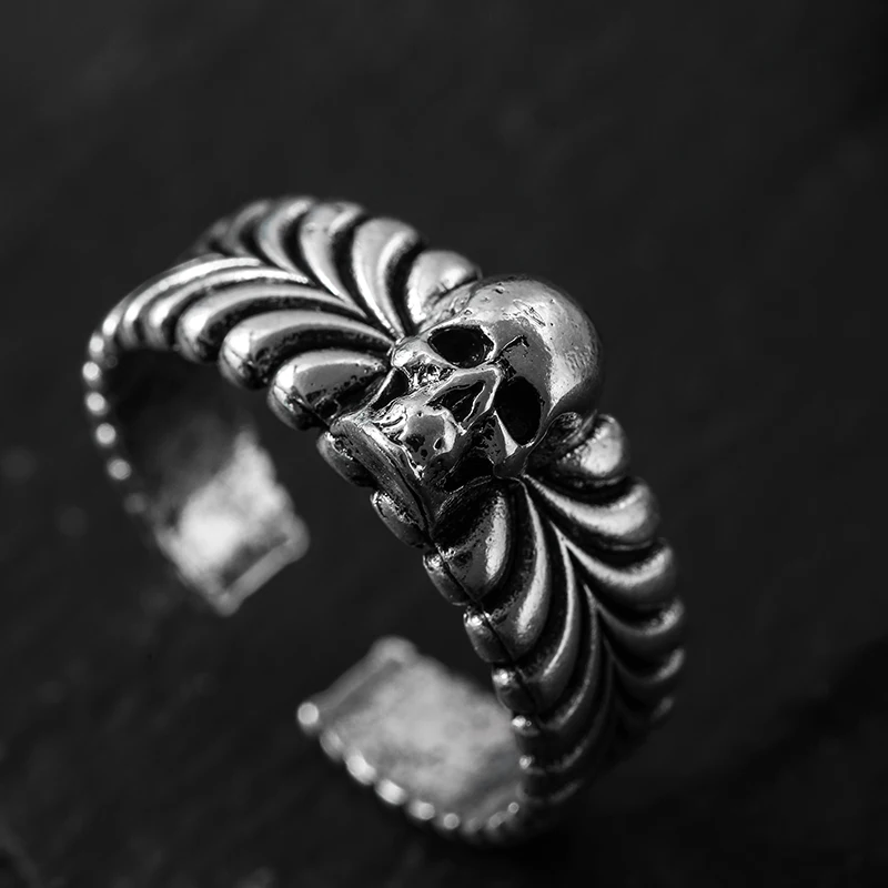 Мужское кольцо с черепом в готическом стиле, Винтажное кольцо-скелет в стиле панк, регулируемое открытое украшение в стиле хип-хоп, рок, байкера, подарок на Хэллоуин, 2023