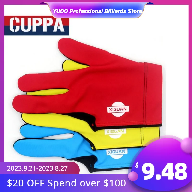 

XIGUAN Billiard Glove Three Fingers Left Hand Red/Blue/Yellow Colors Gloves Billiard Accessories High Quality Durable China