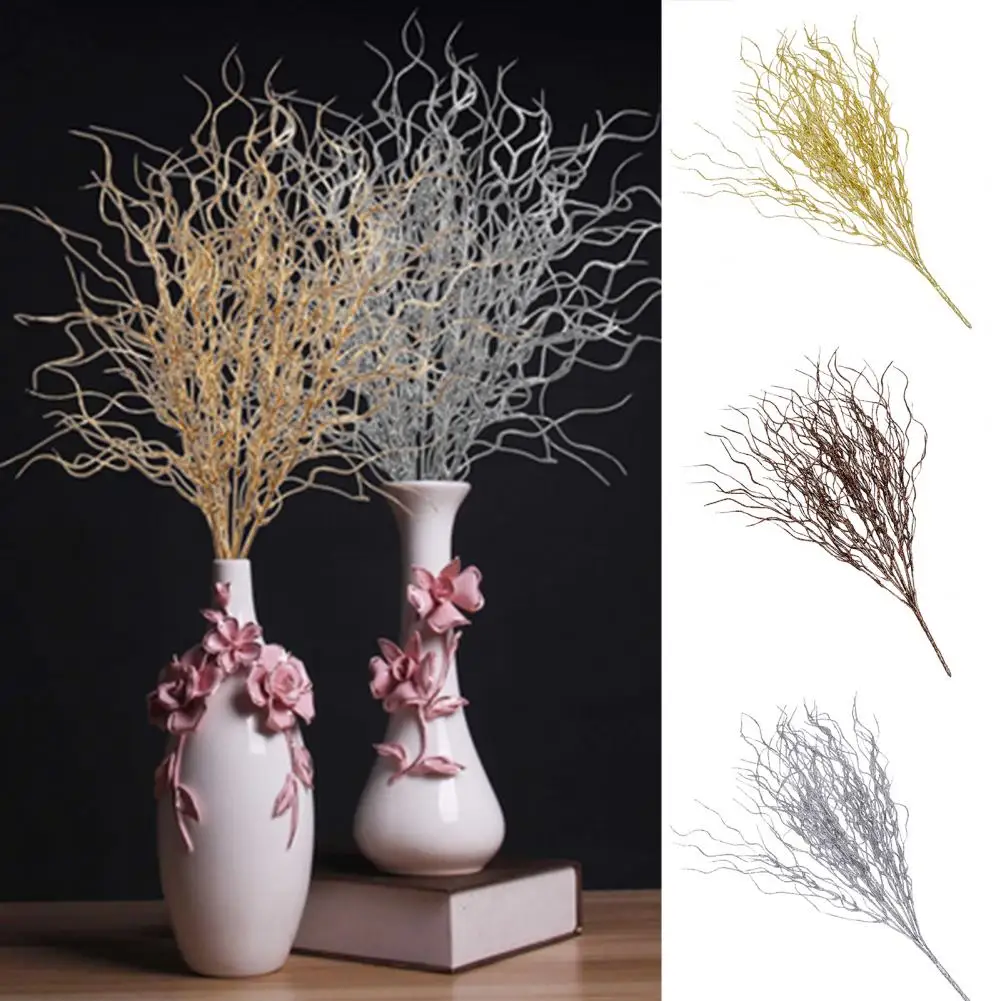 

Artificial Plant Single Branch Realistic Looking Glitter Maintenance Free Curly Ting Branch Simulation Plant Home Decor
