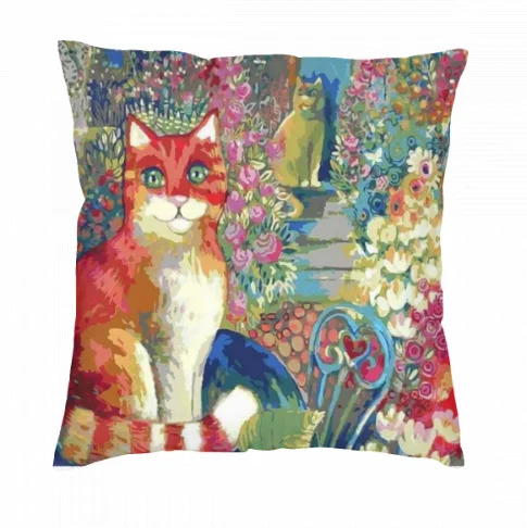 

Home flower cute cat home line drawing printing pillowcase men and women pillowcase suitable for sofa bed