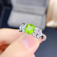 meibapj natural peridot gemstone fashion ring for women real 925 sterling silver charm fine party jewelry