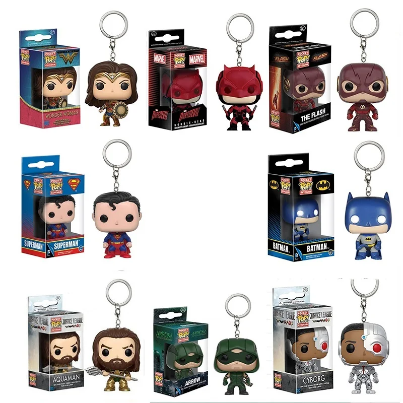 Funko POP Лига Справедливости супергерой Flash Aquaman Wonder Women Карманный Брелок фигурка коллекционная игрушка для детей Рождественский подарок
