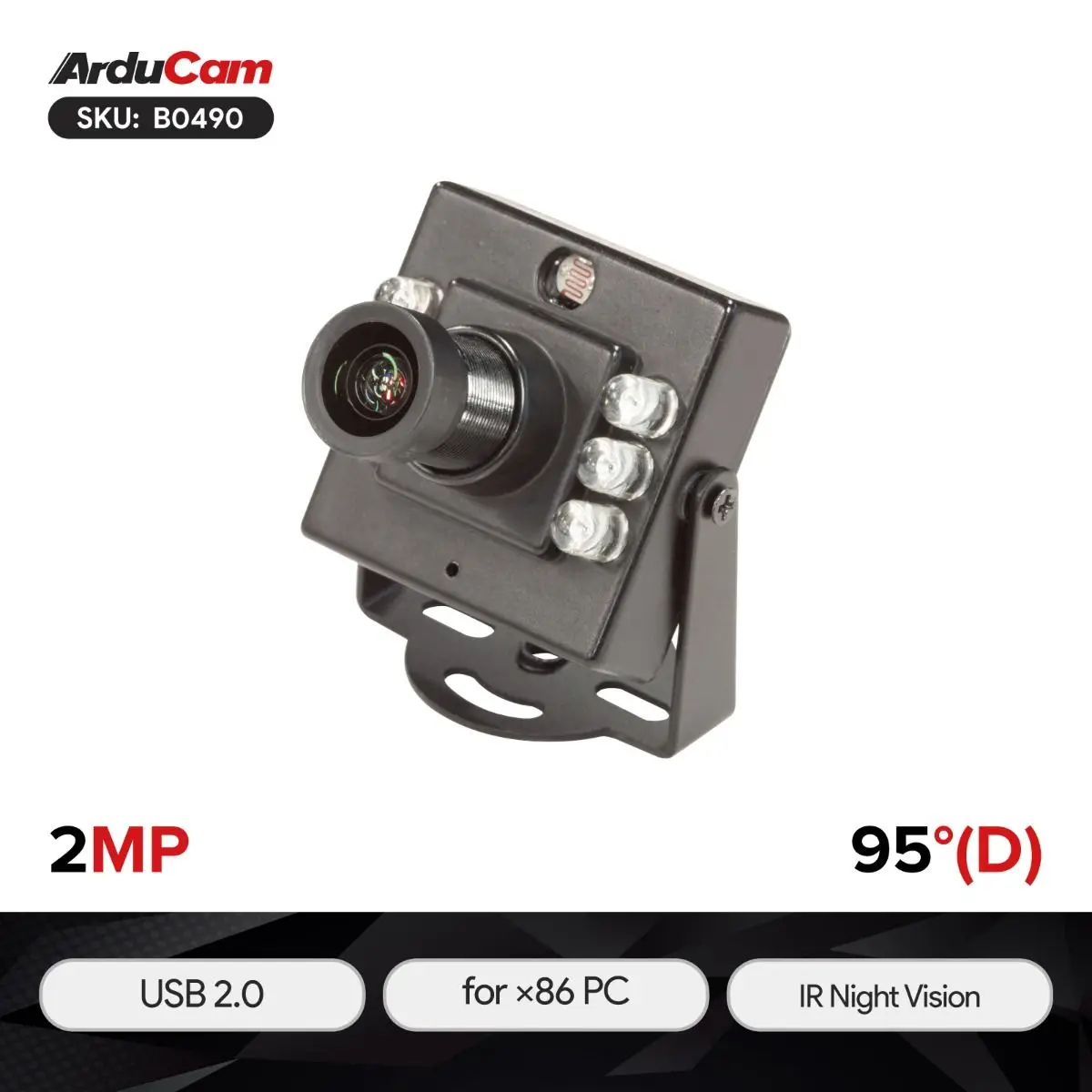 Arducam 2MP IMX462 USB-камера дневного и ИК ночного видения с металлической фотографией