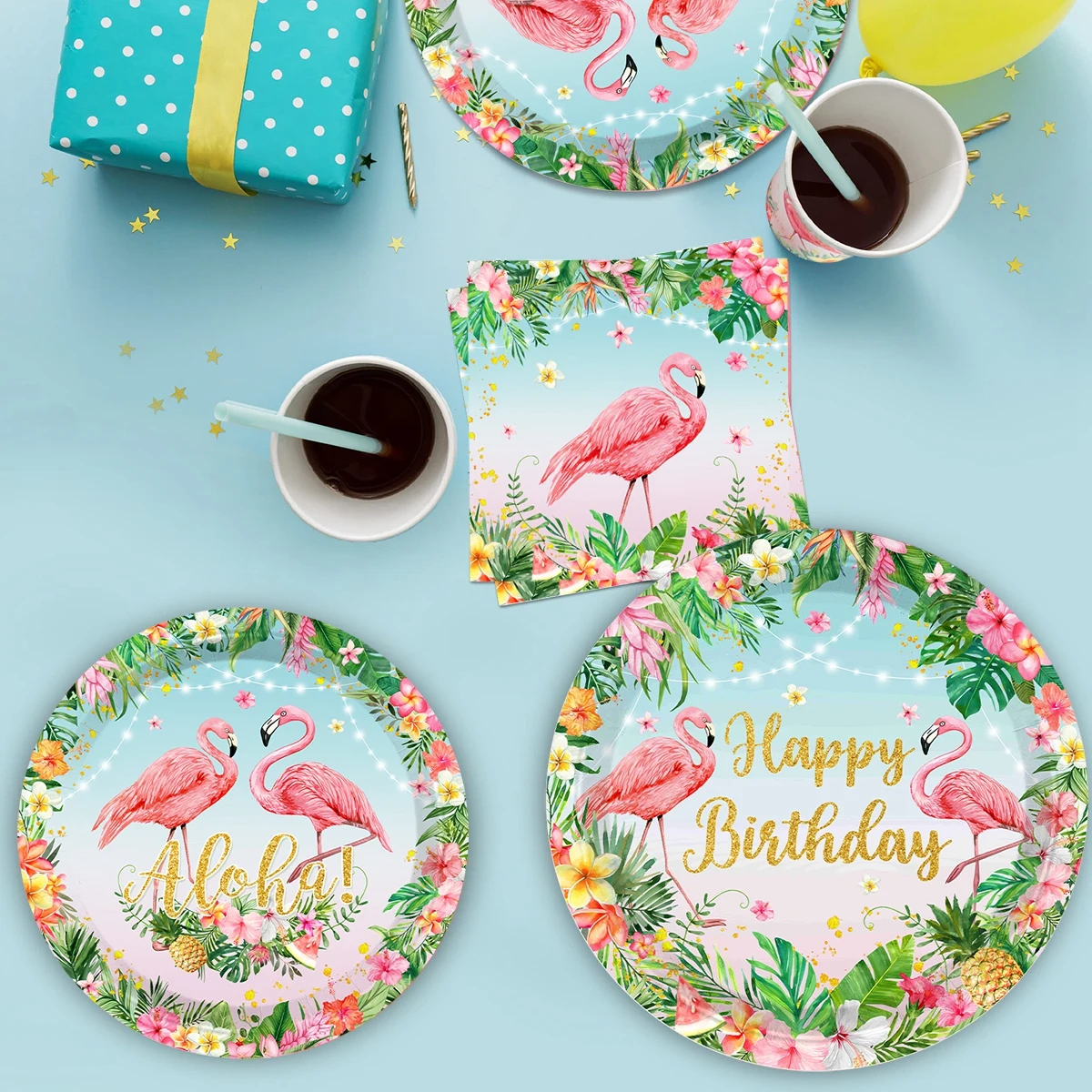 Гавайские гирлянды с фламинго