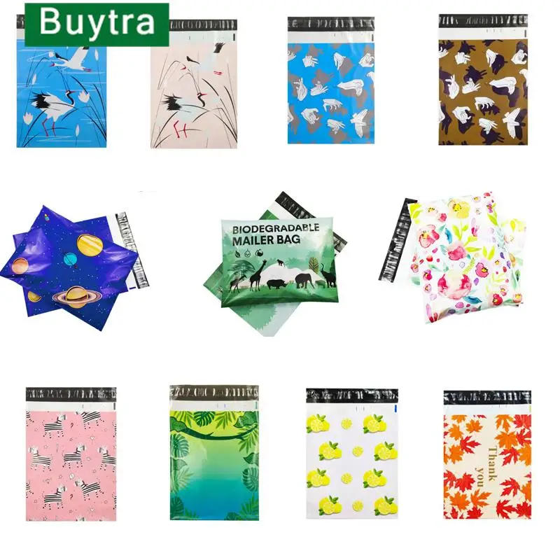 

10PCS Polythene Film Mailing Bag Pattern Printed Self Seal Shipping Envelope Transport Packaging Storage Xmas Gift Bags Tools