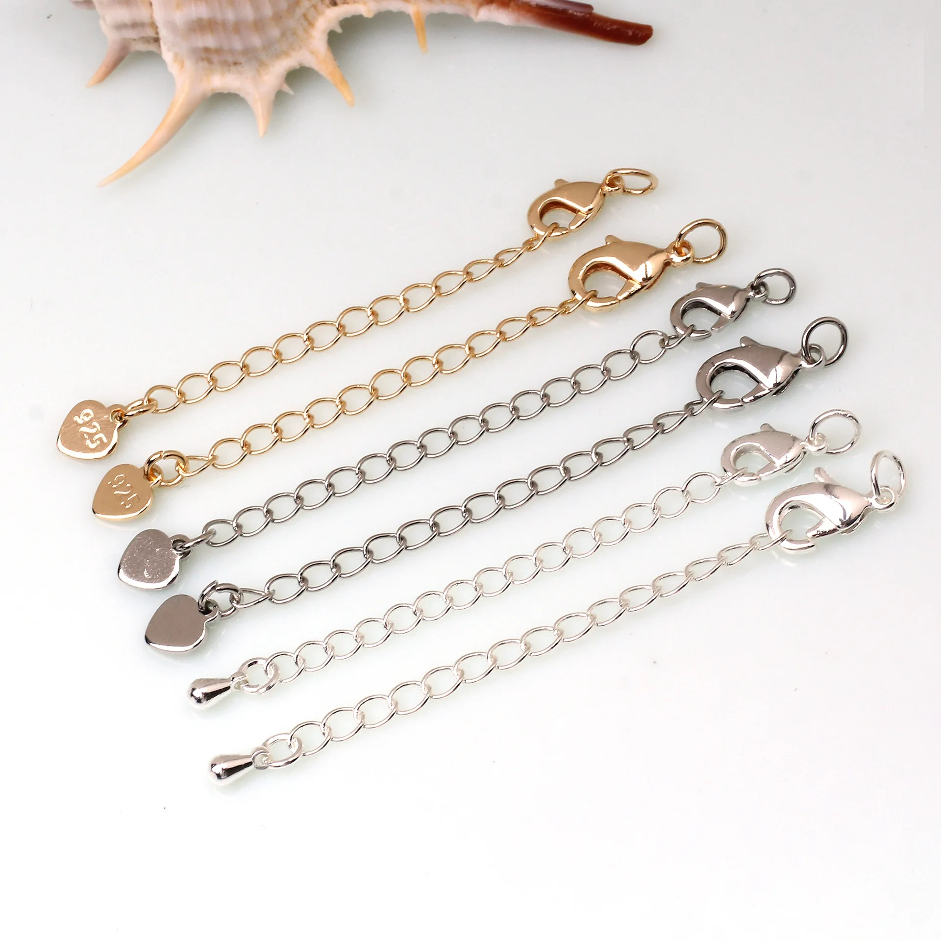 10pcs Lobster Clasps Connector with Teardrop Tail Chain Extension Chain DIY Jewelry Making For Necklace Bracelets Accessories