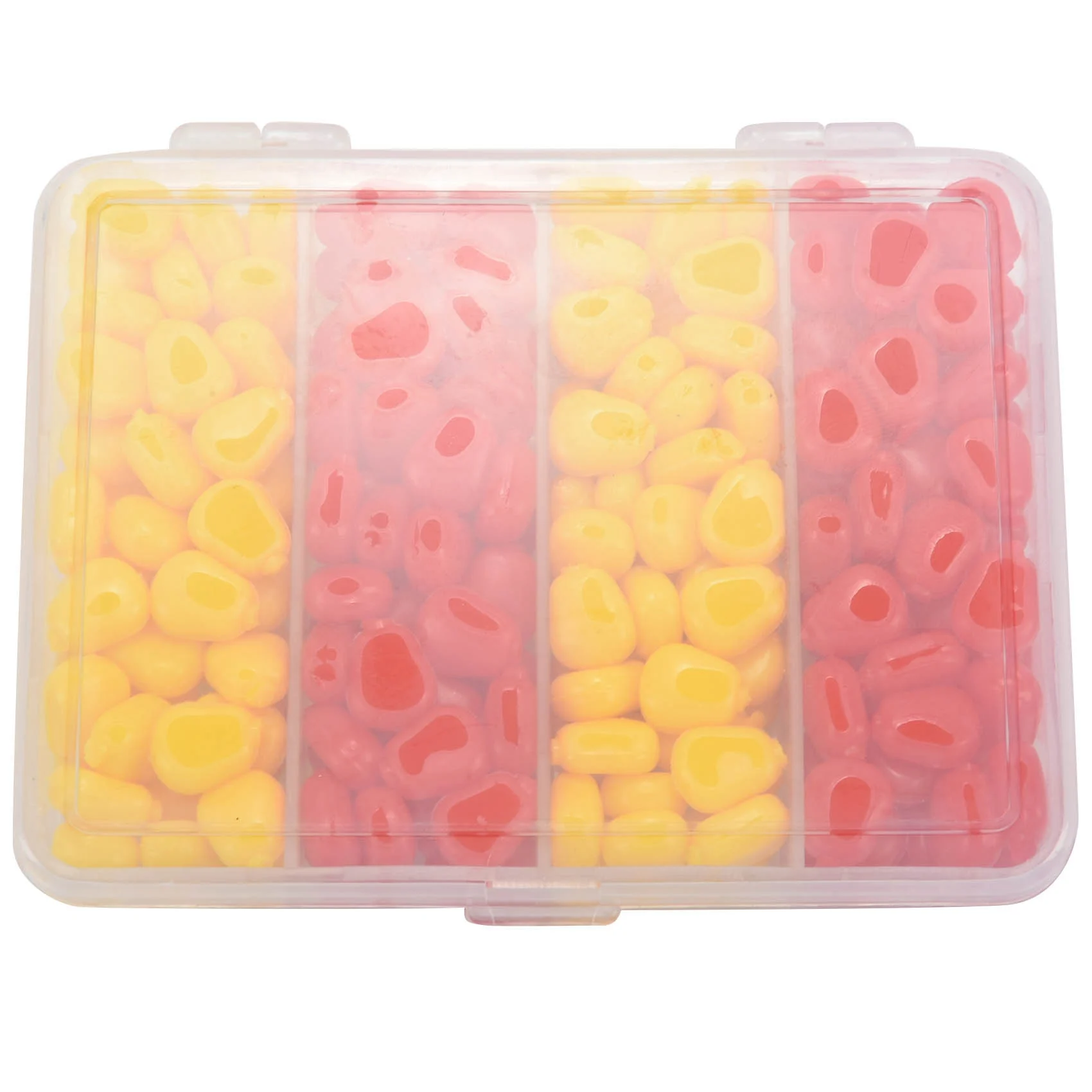 

200pcs/Lot Soft Carp Bait Fishing Lure Set Floating Corn Flavor Artificial Bait Yellow Red with Plastic Box