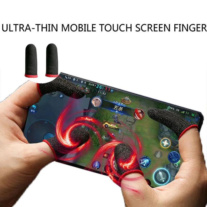 2PCS For PUBG Gaming Finger Sleeve Breathable Fingertips Sweatproof Anti-slip Fingertip Cover Thumb Gloves For Mobile Game 1