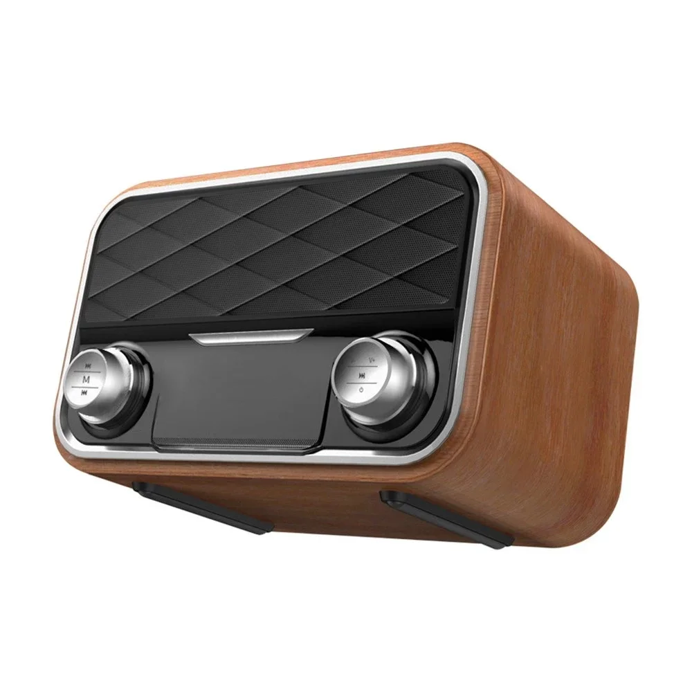 Traditional Wooden Speaker Wireless Bluetooth 5.0 Bass Outdoor Stereo Sound Box Vintage Soundbar Support Fm Radio U Disk