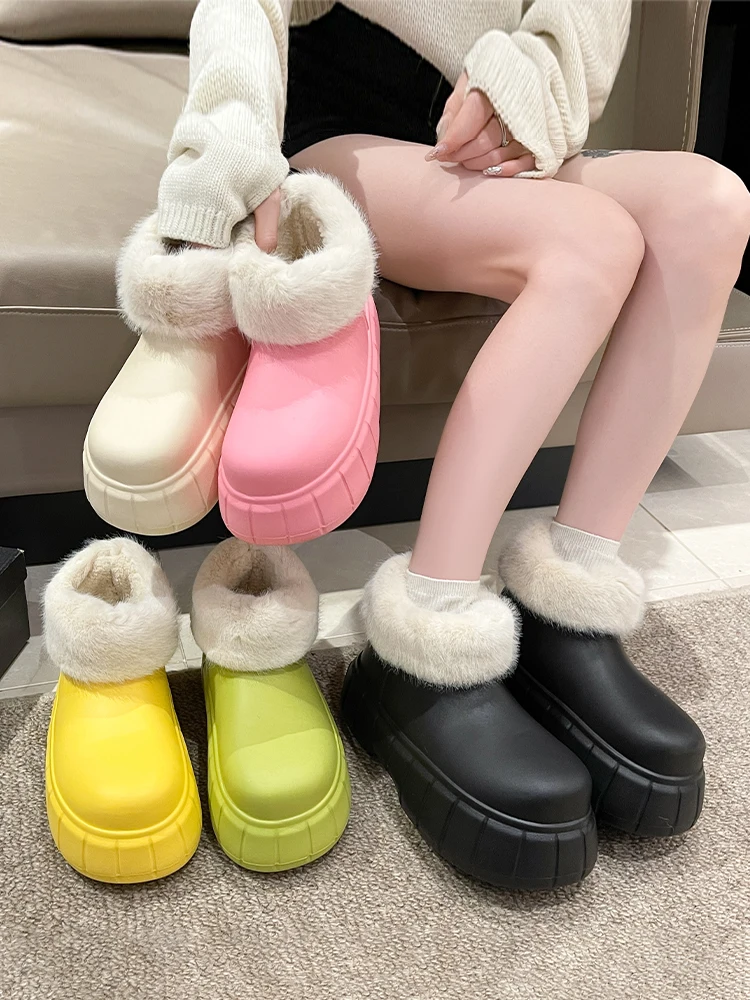 

Ботинки женские зимние на меху, с круглым носком и плюшевой подкладкой