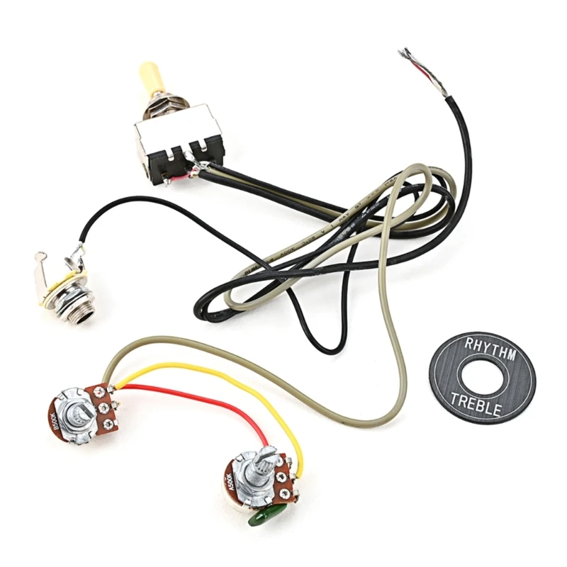 

1 Volume 1 Tone Control Prewired 3 Way Toggle Switch 500K Pots Electric Guitar Wiring Harness Kits Replacement with Jack