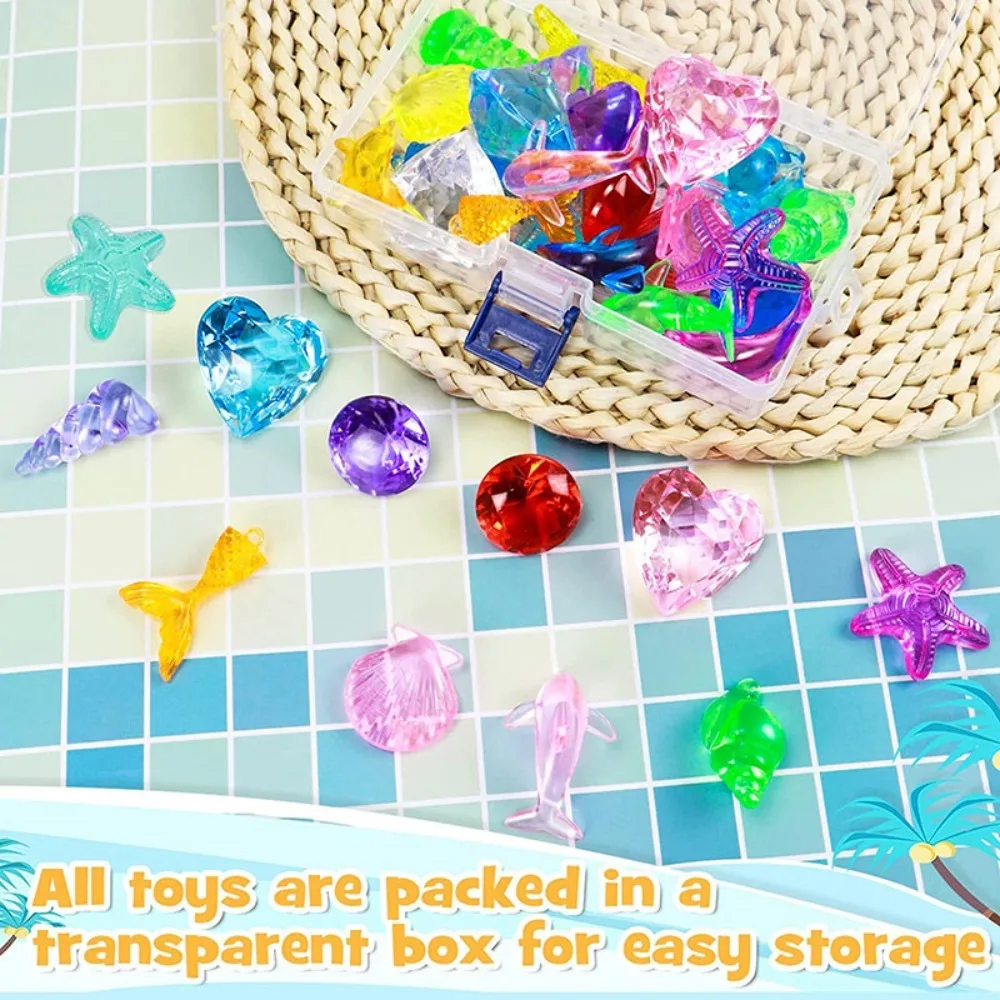 

1 Set Marine Theme Pirate Treasure Toy Acrylic Intellectual Development Underwater Diving Toy Diamond Gems Summer