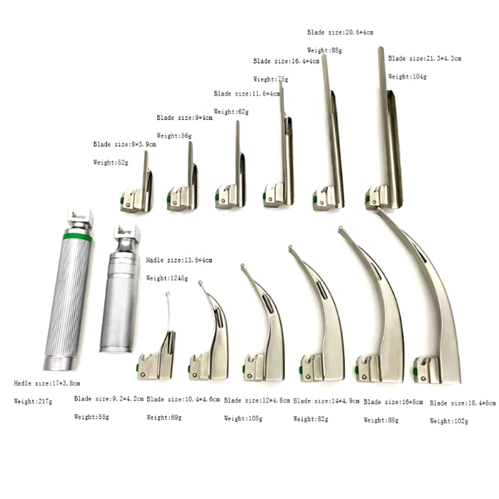 Набор оптоволокна для интубации 12 лезвий 2 батарейных ручки анестезия