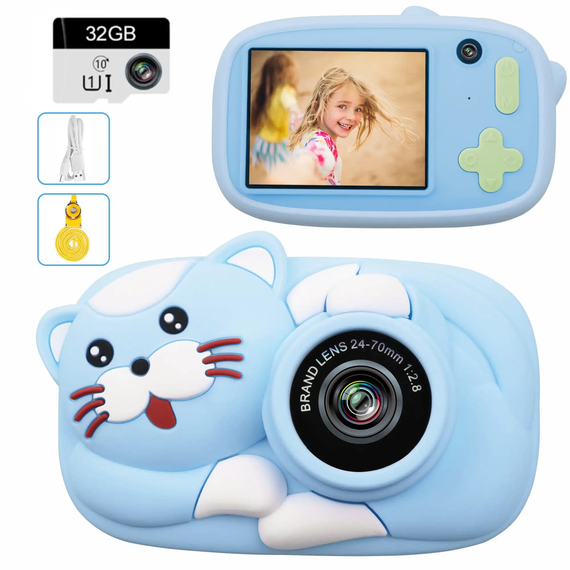 

1080P HD Kids Digital Video Camera 2.4 Inch HD IPS Screen Selfie Camera Cute Toy Children Birthday Gifts Toddler Toys