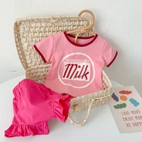2022 summer new baby girl short sleeve clothes set cute letter print t shirt shorts for girls 2pcs suit cotton kids outfits