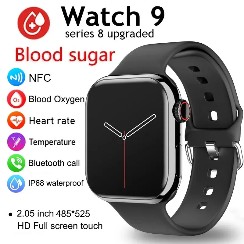 New Amoled Smart Watch Iw9 Body Temperature Call NFC Ever-Bright Fitness Men's Series 8 Smart Watches Suitable For Android iOS.