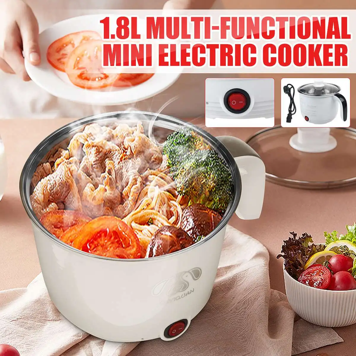 

1.8L Multi-functional Mini Electric Cooker 300W 220V Low Power Multi Electric Rice Cooker Non-stick Pan Electric Rice Cooker