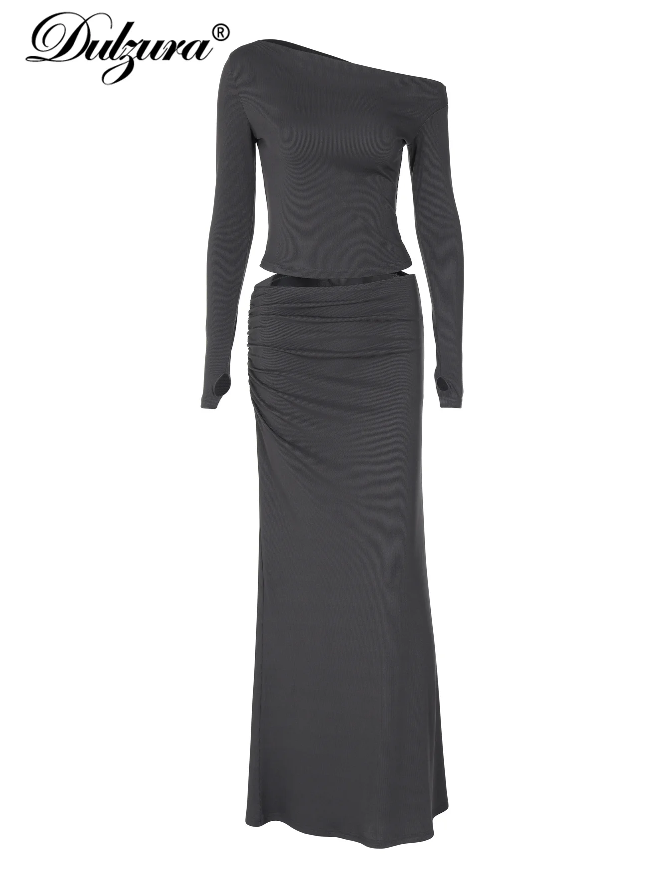 Dulzura сексуальные элегантные одинаковые костюмы с длинным рукавом на одно плечо