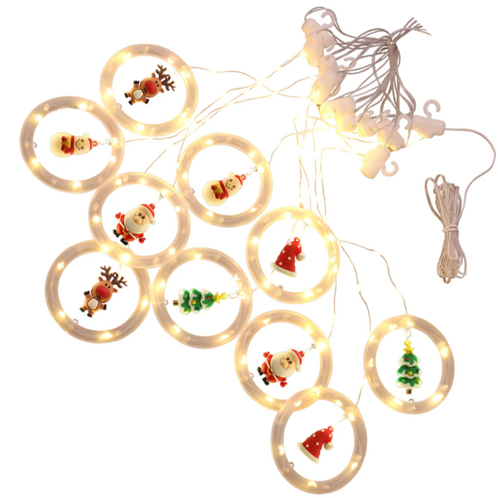 

LED Christmas String Lights Round Hoop Copper Wire Lamp Xmas Tree Bell Decoration USB Flash Bulb for Garden Home