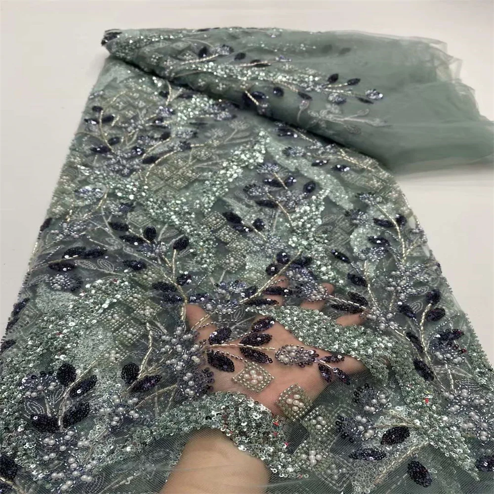 Африканская кружевная ткань 2025 года французская нигерийская новинка с бусинами