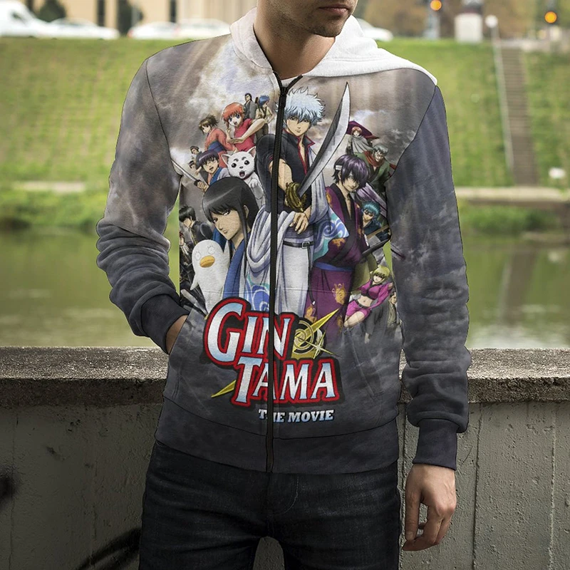 

Anime Gintama Zip Up Hoodies Men Women Cartoon 3D Print Sweatshirts Zip Hoodie Casual Cool Boy Girl Kids Tops Fashion Clothes