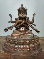 12 tibetan temple collection old bronze cinnabar mud gold morrison three heads and eight arms happy buddha tibetan buddha