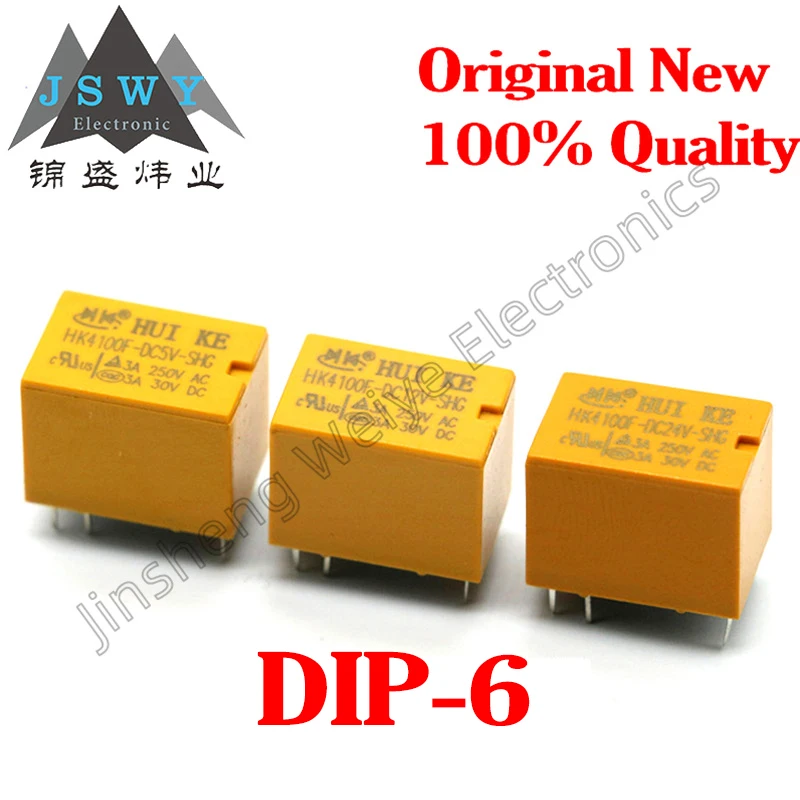 

10PCS free shipping HK4100F-DC5V 12V 24V-SHG 6-pin 3A HK4100F-DC-SHG communication relay 100% brand new genuine stock