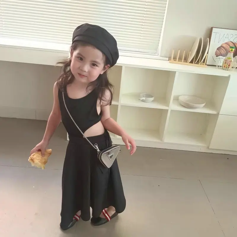 Новинка 2024 модные платья для девочек индивидуальное платье-майка с имитацией