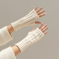 new warmer winter women gloves stylish hand gloves men and women crochet knitting cable mitten warm fingerless white gloves