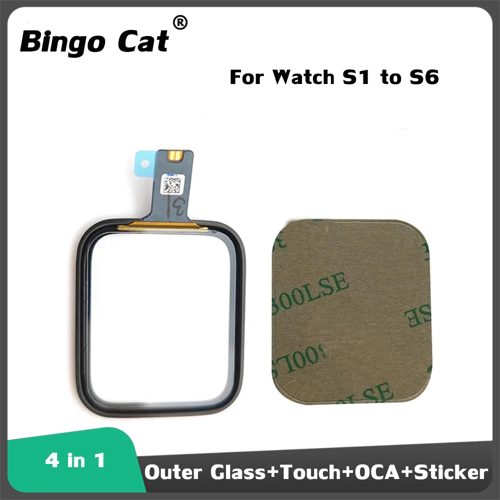 

5pcs 44mm 40mm Touch Screen Digitizer + Frame Sticker For Apple Watch Series 6 5 S6 S5 S4 SE LCD Front Glass Sensor Outer Panel