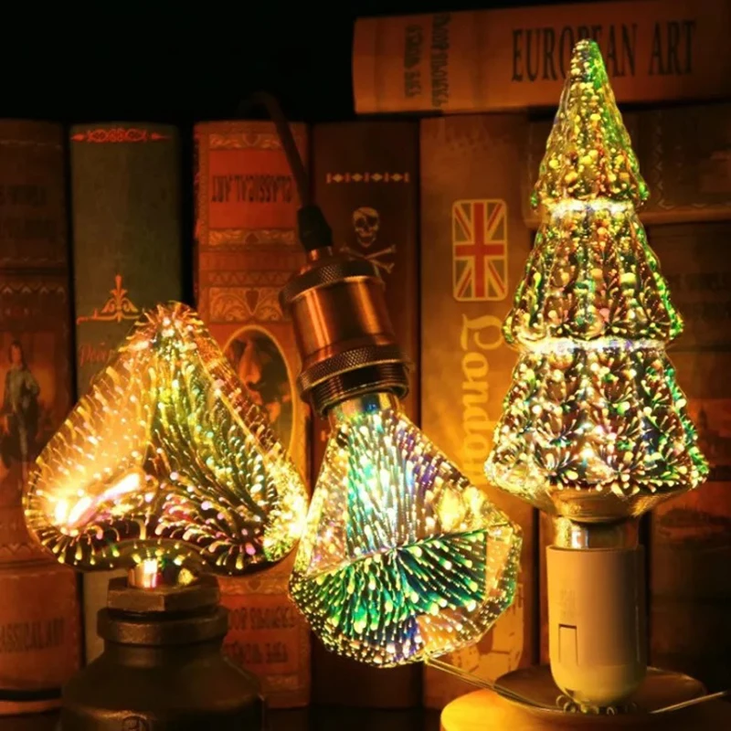 

3D Decoration Fireworks LED Light Bulb E27 4W 85-265V Vintage Star Edison Bulb Lamp Holiday Night Light Novelty Christmas Tree