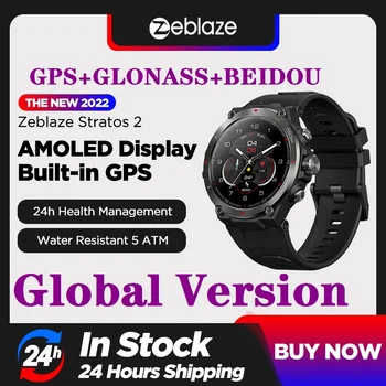 Dropshipping GLobal Version Zeblaze Stratos 2 Smart Sport Watch 1.39 Inch AMOLED Display GPS+GLONASS+BEIDOU 500MAH Battery 1