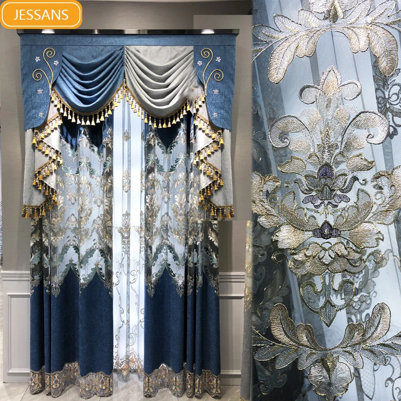 

New High-end European-style Hollow Embroidery Window Screen Curtains for Living Room Bedroom Finished Custom Home Decoration